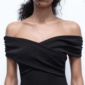 Zara Black Bodysuit with Elegant Wrap Design